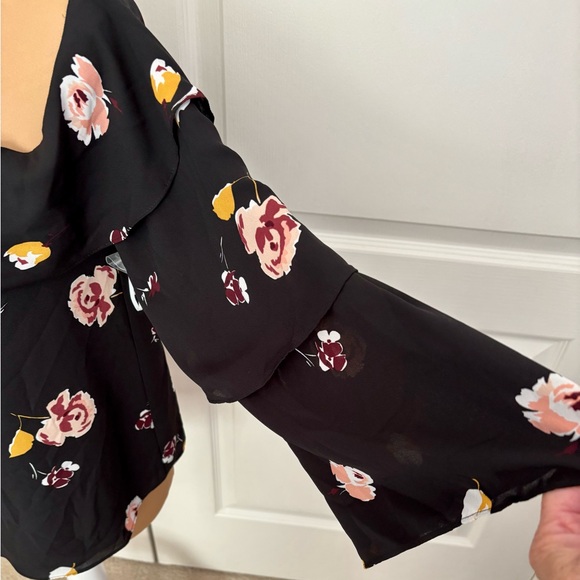 1. State Black and Pink Floral Halter Blouse - Picture 4 of 9